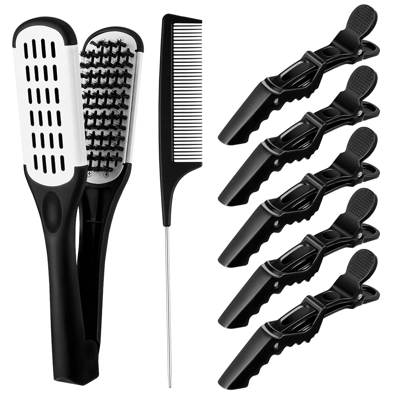 Buy White Hair Straightening Brush Boar Bristle Clamp Hair Brush